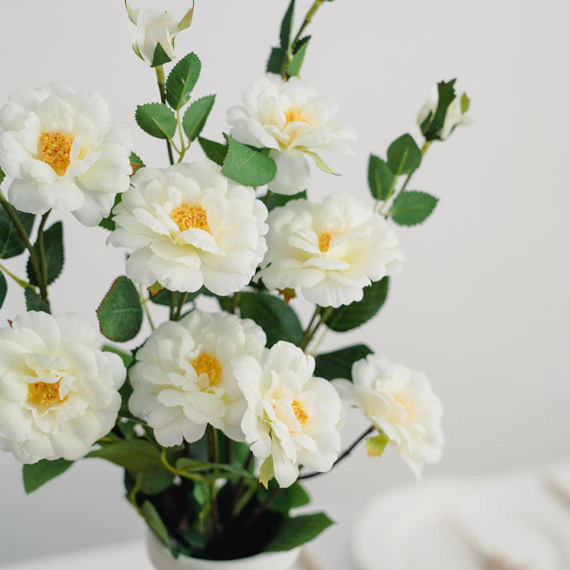 Ensemble de 4 fausses fleurs en soie artificielle Audet, Blanc