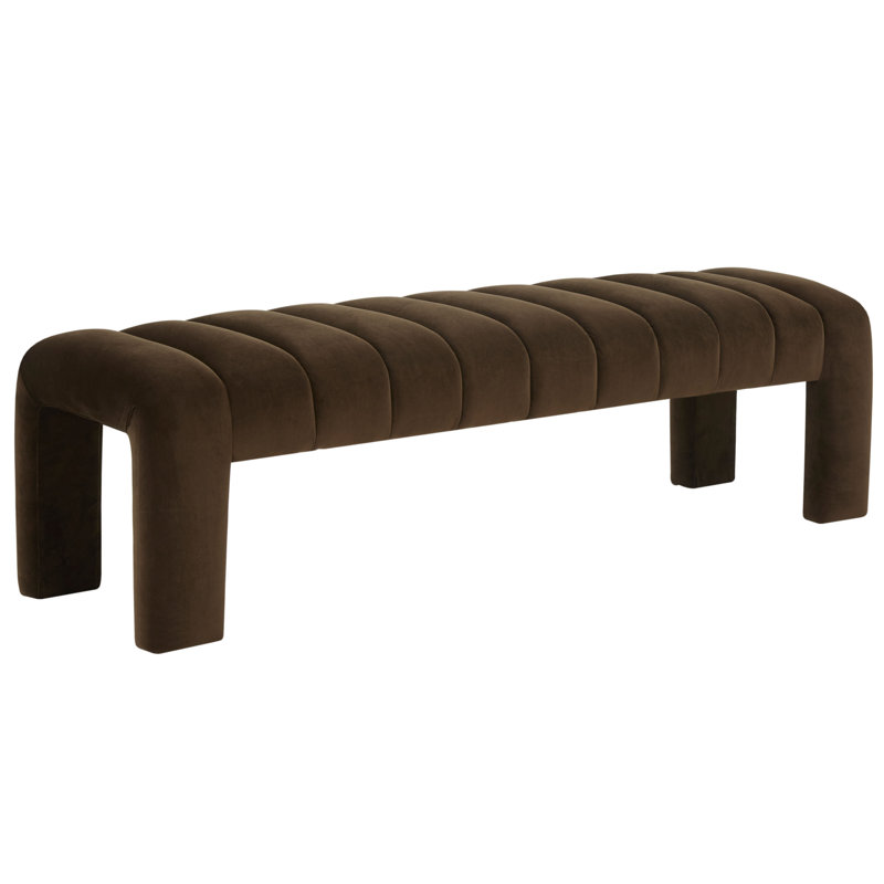 Bellisima Upholstered Bench, Dark Brown Velvet