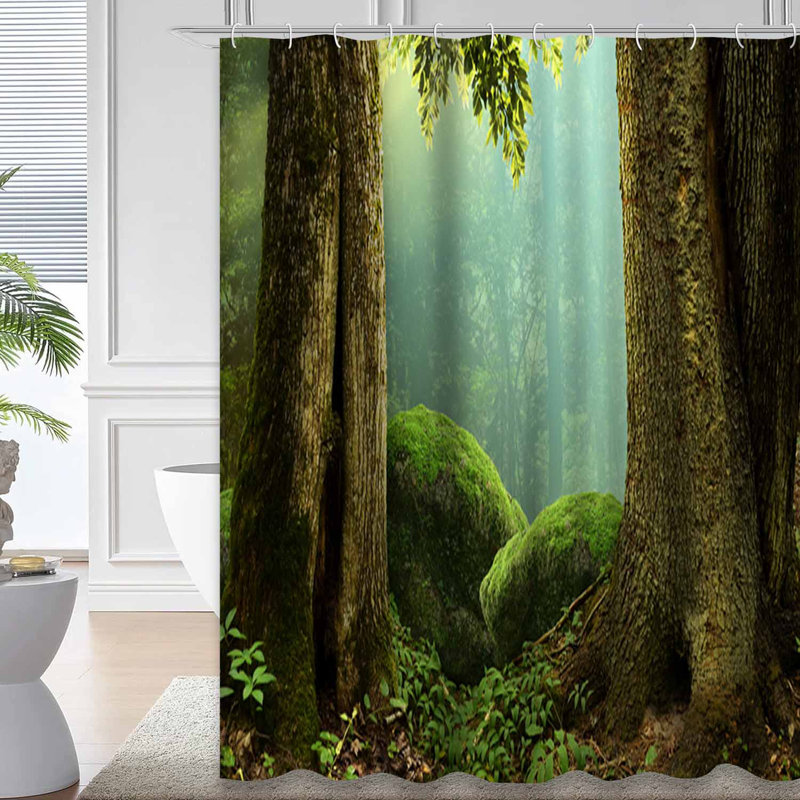 Rideau de douche à 12 crochets Forest Forest, L 72 po x l 72 po