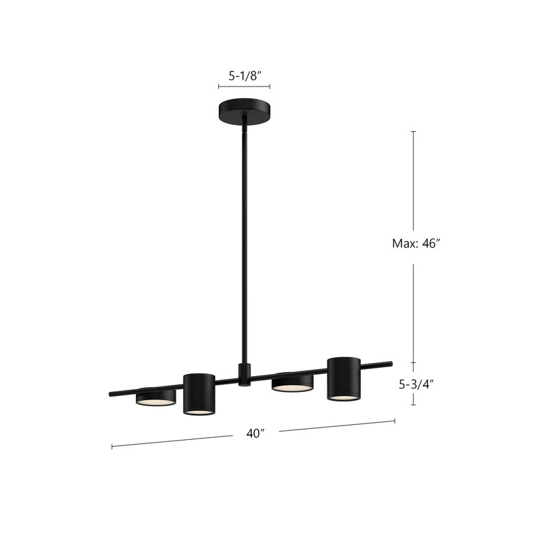 Jayden 4 - Light LED Pendant, Black