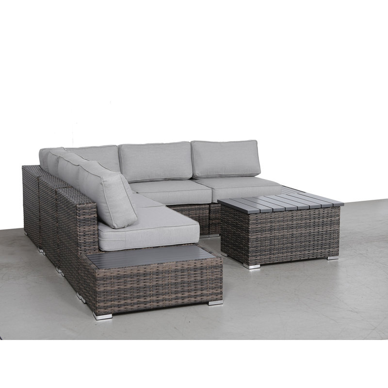 Cianciolo High-Density Polyethylene Wicker Fully Assembled 4 - Person Seating Group with Cushions