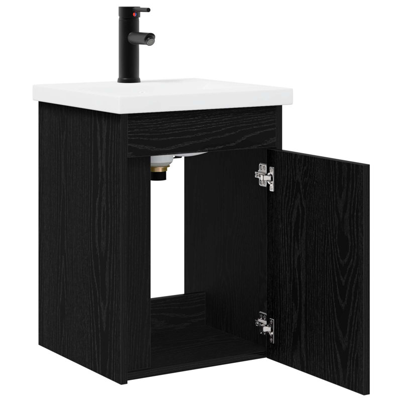Single Bathroom Vanity with Ceramic Basin, Black