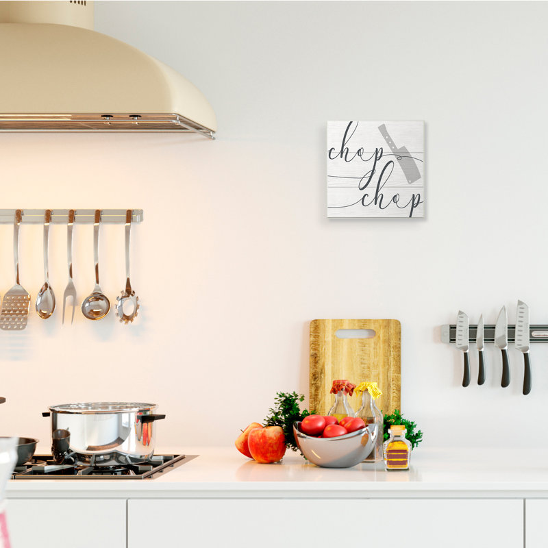 «Kitchen Chop» par Daphne Polselli - Art textuel, Bois naturel, H 12 po x l 12 po x P 0,5 po