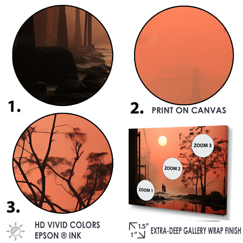Art industriel mural «Polulation Landscape» - usines, Cadre doré simple, H 12 po x l 20 po x P 1 po