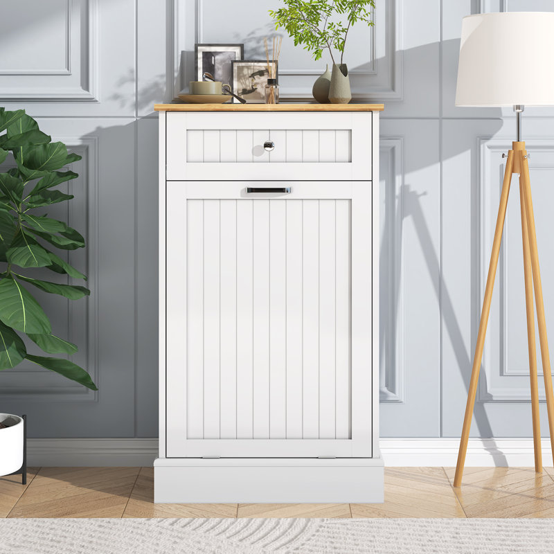 Poubelle en bois manufacturé (10 gallons), Blanc
