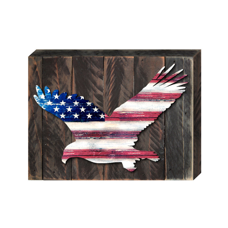 Décoration murale en anneau de liberté avec drapeau american rétro eagle, H 6 po x l 8 po x P 1,5 po