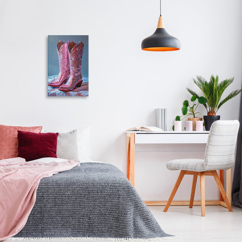 Toile «Dazzling Pink Glam Cowgirl», conception par LSR Creative Studio, H 24 po x l 16 po