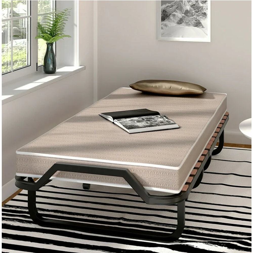 The Twillery Co. Lit simple pliant en acier avec matelas Delmar et ...