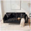 Canapé-lit convertible en velours noir ultra doux 69,7 po, garniture cloutée et coussin décoratif assorti