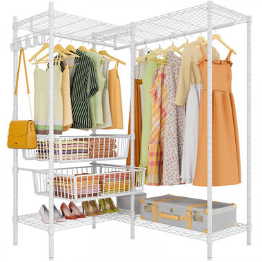 Rosas 5 Tiers Wire Garment Rack Heavy Duty Clothes Rack For Hanging  Clothes, Wardrobe Rack Compact Large Metal Clothing Rack Freestanding  Closet