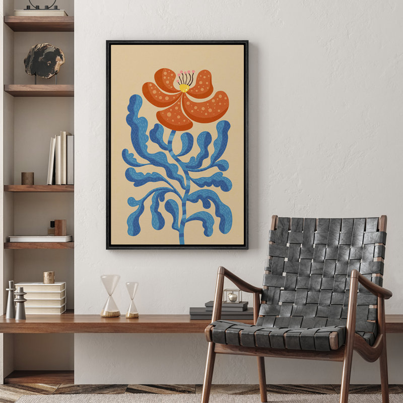 Orange, orange, bleu, floral, nature morte, illustrations, nature rustique, campagne française, Noir, H 24 po x l 16 po
