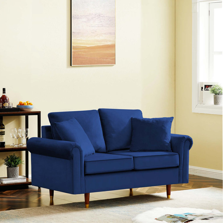 Krishka 55.12" Velvet Rolled Arm Sofa