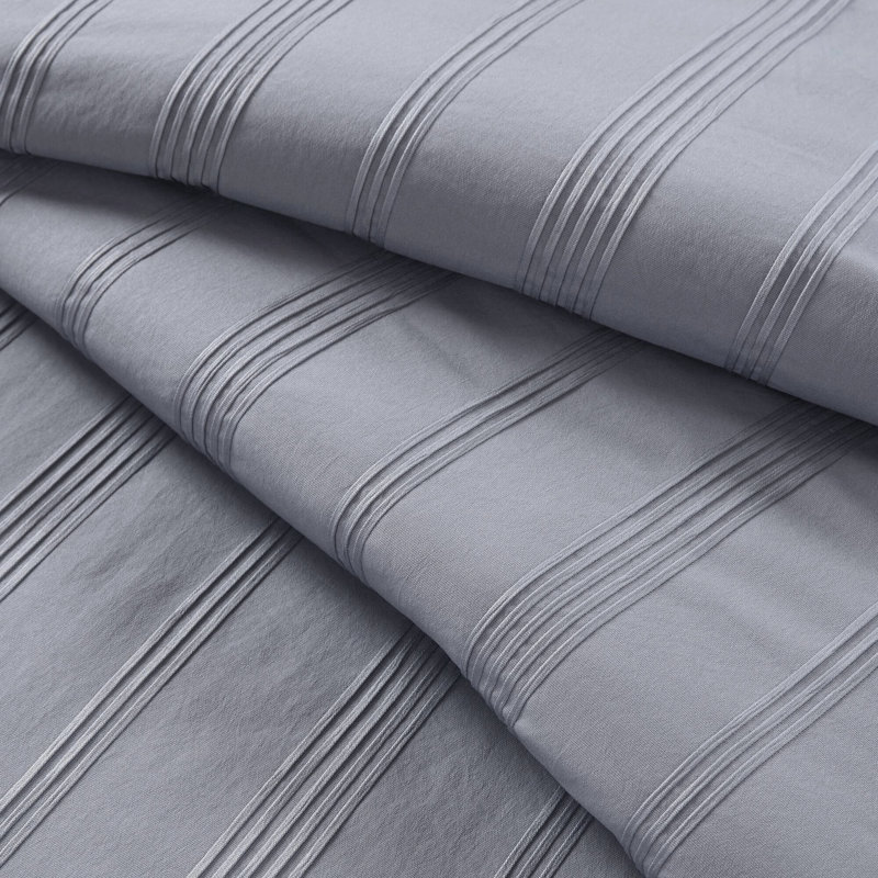 Literie à rayures entièrement tissées de 7 pièces, avec teinte grise, microfibre ultra-lisse et séchage rapide pour les petits espaces, les couleurs, les appartements en microfibre