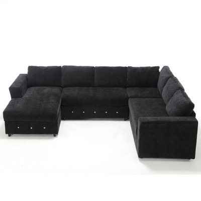 110.75" Sectional Sofa,Oversized Modular Sofa,Chaise Storage, Modern U Shaped  Couch , Upholstered Sofas,Chenille,Crystal Button , Living Room, Apartment