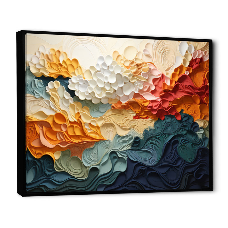 Biomorphism Forms VI On Canvas Print, 24" H x 32" W x 1" D, Black Floater Framed