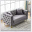 Canapé Chesterfield en velours 2 places avec siège profond, capitonnage à boutons et garniture cloutée pour une élégance moderne-669701228