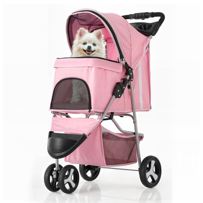 3 Wheels Pet Stroller, Foldable Dog Cat Cage Jogger Stroller with Weather Cover for All-Season -  G & R PLUMBING ENTERPRISES, INC., B0C85CRBQH0000
