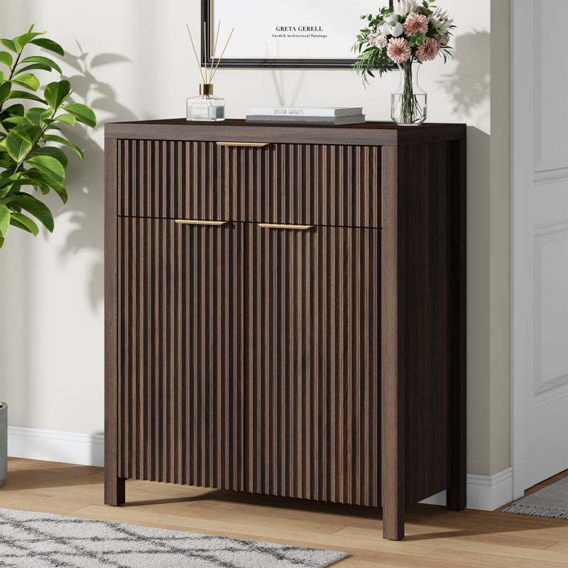 Buffet moderne avec grand tiroir, buffet de rangement avec tablette réglable, armoire d'entrée avec design ondulé, rangement parfait pour la salle à manger, la cuisine et le vestibule