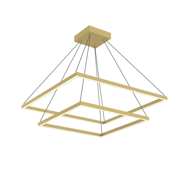 Lustre rectangulaire à 2 lumières DEL en aluminium à intensité variable Piazza, H 1,38 po x l 31,5 po x P 31,5 po