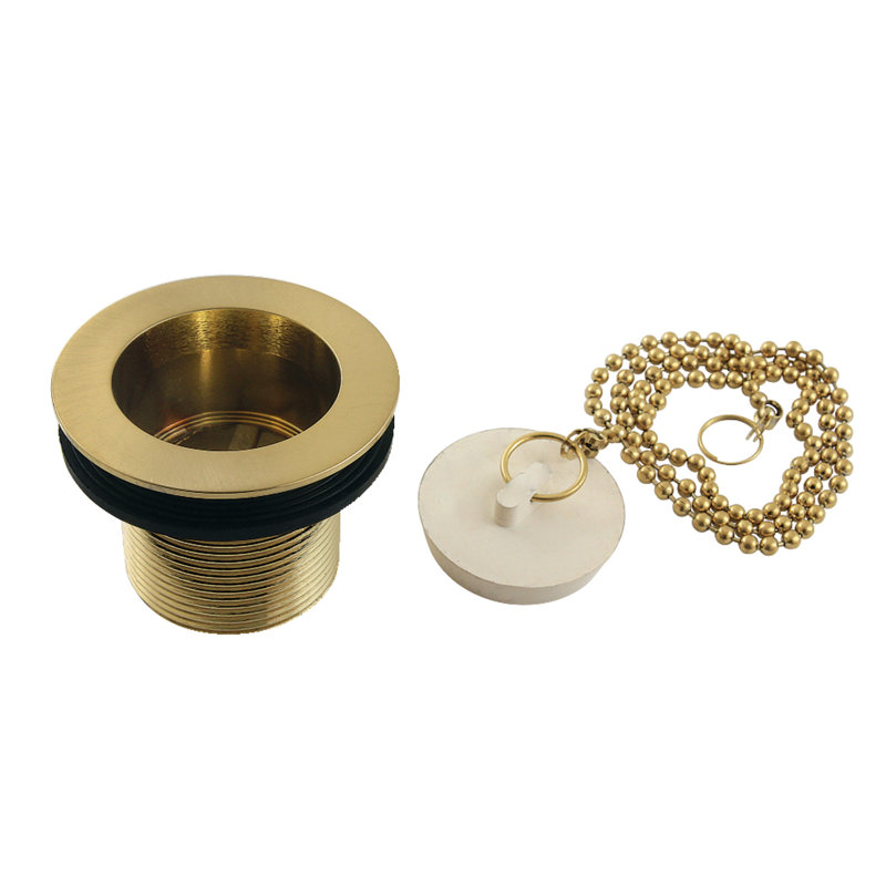 Kingston Brass Made To Match 1-1/2-Inch Chain and Stopper Tub Drain with 1-1/2-Inch Body Thread, Brushed Brass