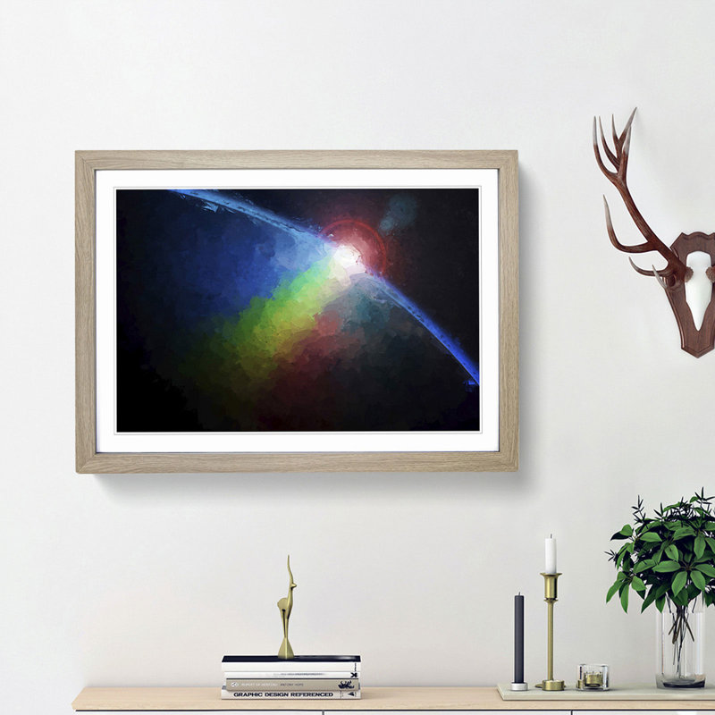 The Earths Atmosphere in Abstract - Picture Frame Painting Print, 27cm H x 36cm W x 2cm D, Oak Framed