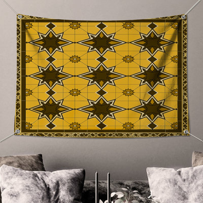 Tapisserie murale à motif d'étoile jaune - Décoration murale géométrique