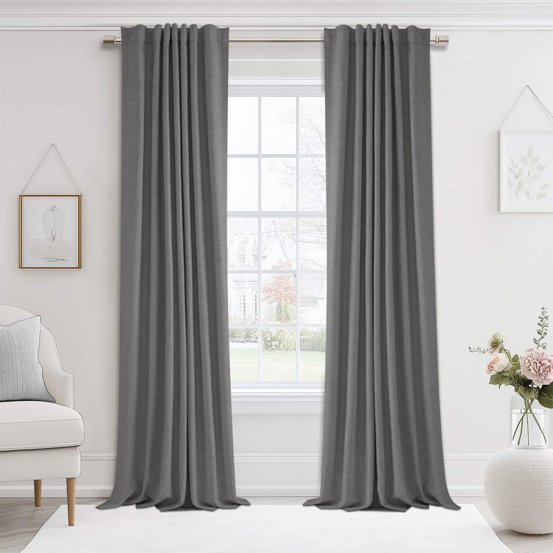 Paire de rideaux occultant et texturé 100% lin 50 po (ensemble de 2), L 50 po x L 108 po, Nouvelle crème