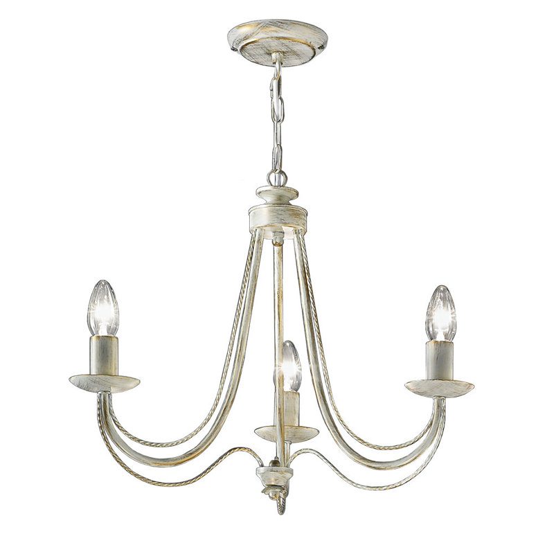 Chatham 3 - Light Candle Style Chandelier, Cream and Gold