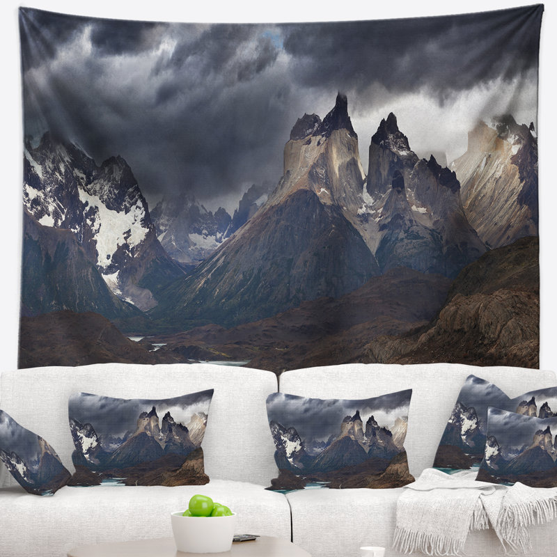 Photographie torres del paine cuernos mountains tapisserie, H 32 po x l 39 po