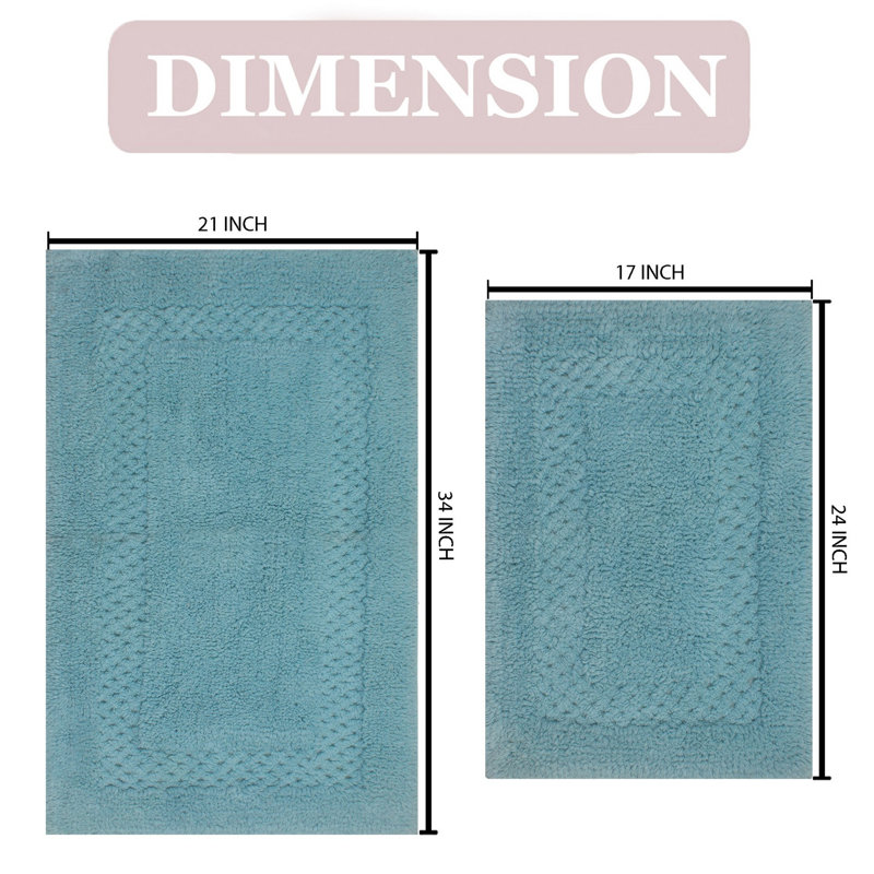 Tapis de bain 100% coton Classy Bathmat Collection (ensemble de 2), Turquoise