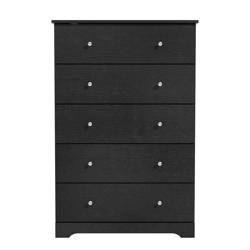 Blaklee 31.3" W 5-Drawer Wood Dresser, Black Oak