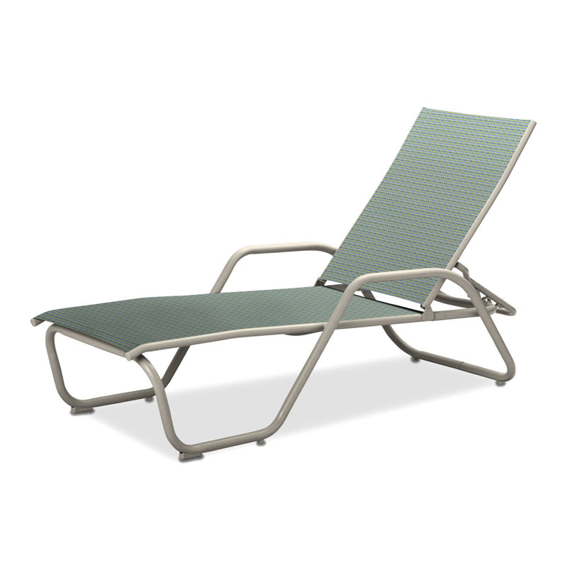 Outdoor Rust-Resistant Metal Chaise Lounge, Textured Warm Gray, Baja