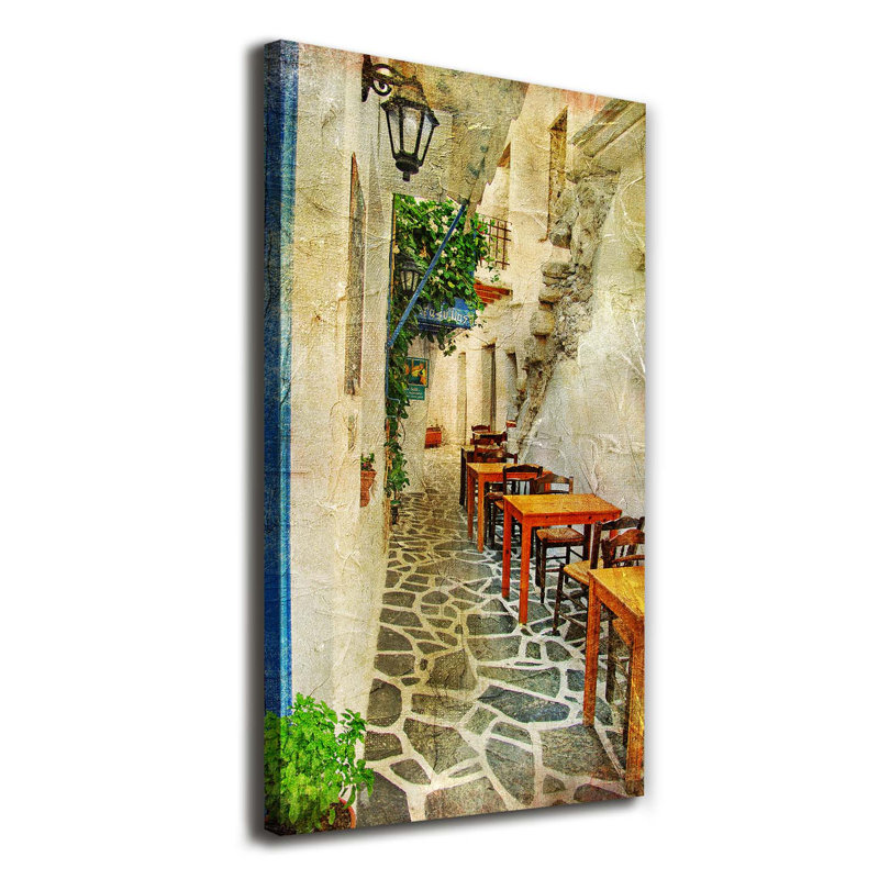 Greek Taverns - Wrapped Canvas Print