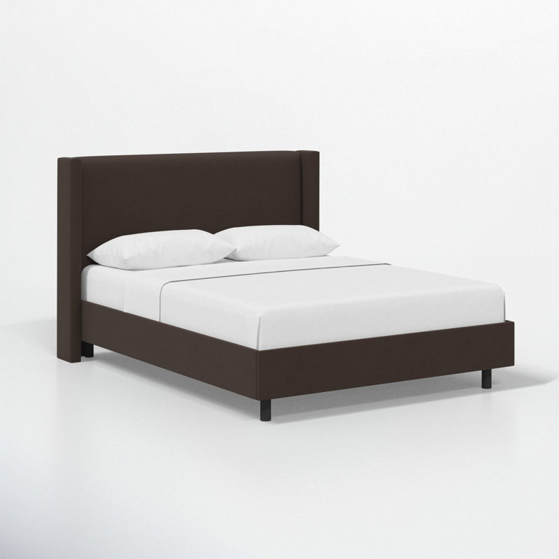 Hanson Upholstered Wingback Platform Bed, California King, Classic Chocolate Velvet