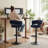 Modern Woven Blue Fabric Tufted Back Swivel Bar Stools With Adjustable Height Black Metal Base And Footrest Stylish Stools For Kitchen Counter Breakfast Bar Or Home Bar, Set Of 2-2020868911-2024881640