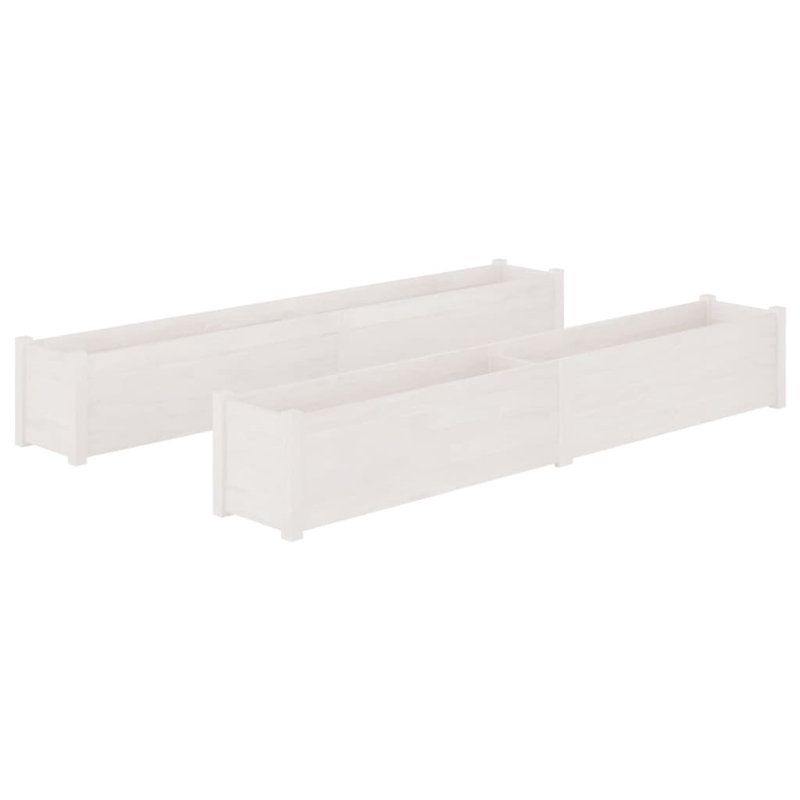 Boîte à fleurs en bois pour l'extérieur, H 12,2 po x l 78,7 po x P 12,2 po, Blanc