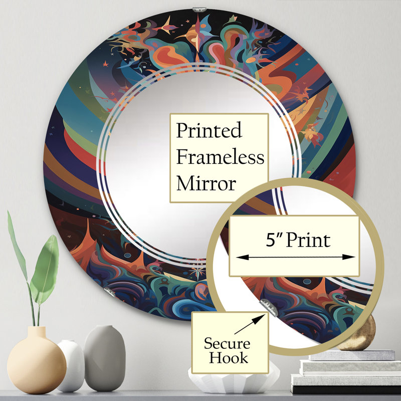 Carthamus - Miroir mural moderne rond, 24 po x 24 po