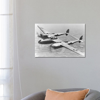 A Test Flight of the YP-38 Service Test Fighter Aircraft 1 Piece Wrapped Canvas Wall Art