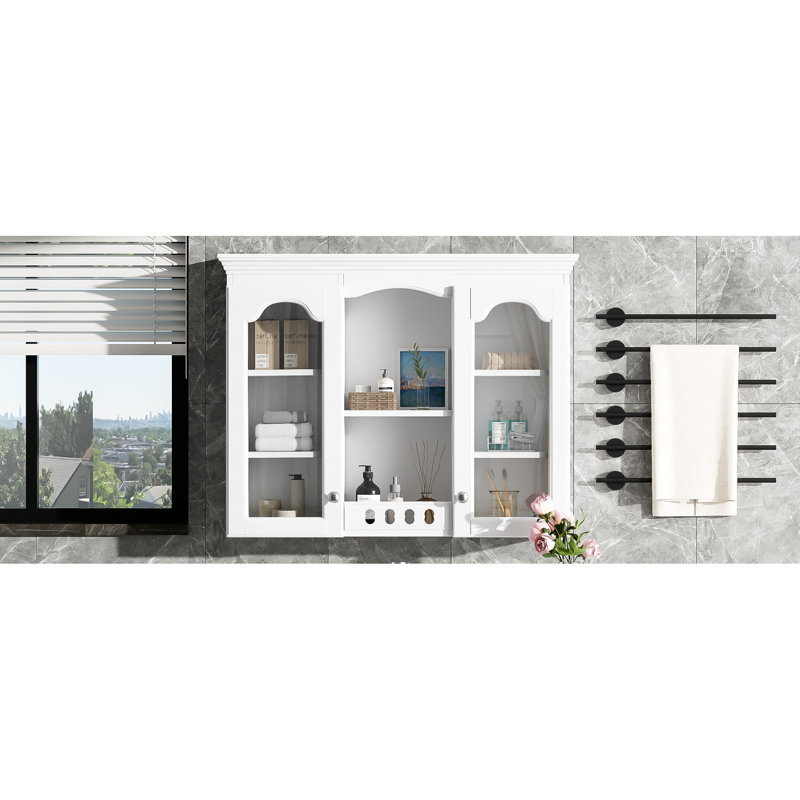 Bathroom Wall Mounted Saver, White, Adjustable Shelf Storage Solution Vase, Shelving For Small Items