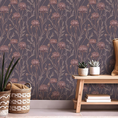 Peel and Stick Wallpaper Contact Paper Art Nouveau Wildflower Linework for Self Adhesive and Removable 24in x 118in(60x300cm)
