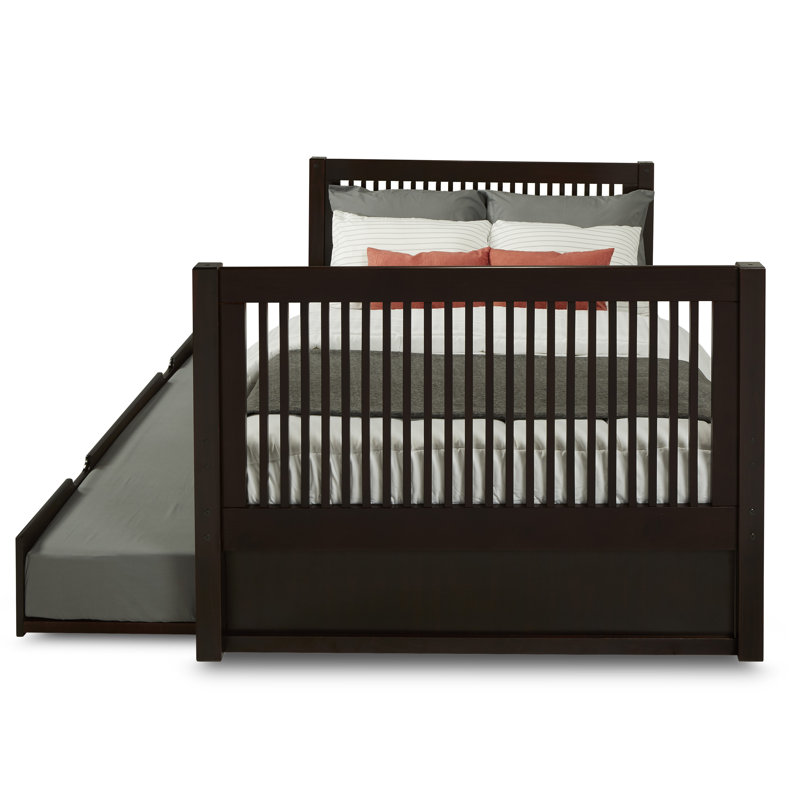 Lit plateforme double avec lit gigogne Fradin, Cappuccino