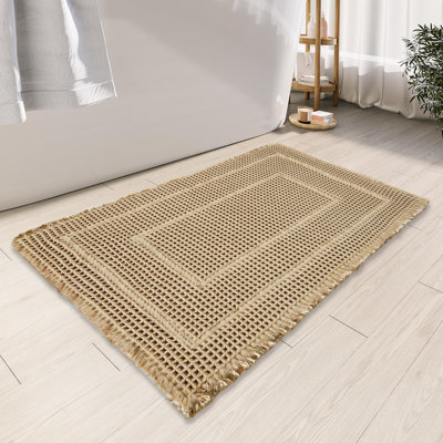Machine Washable Non-Slip Bath Mat - Plush Waffle Texture For A Luxurious Bathroom