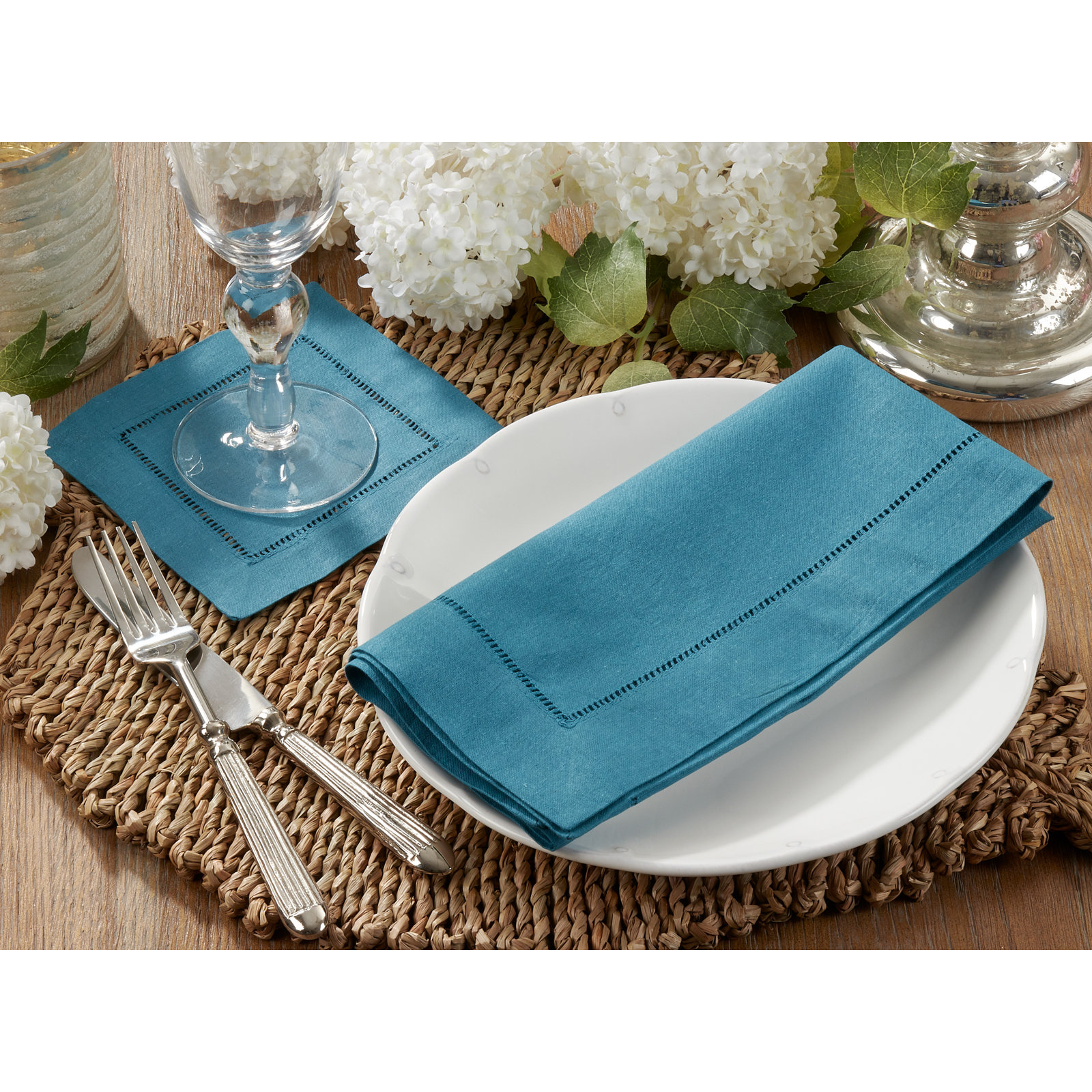 Gelder Reversible Cocktail Linen Napkin, Indigo