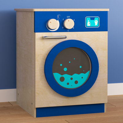Bright Beginnings Wooden Commercial Grade Kid's Kitchen Washing Machine with Storage