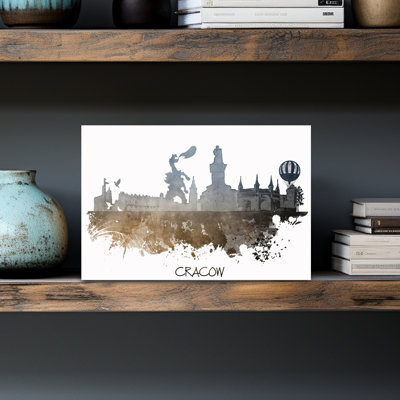 Krakow Dragon Skyline Abstract Contemporary Architecture City Wall Art Print 1 Piece Wrapped Canvas Wall Art