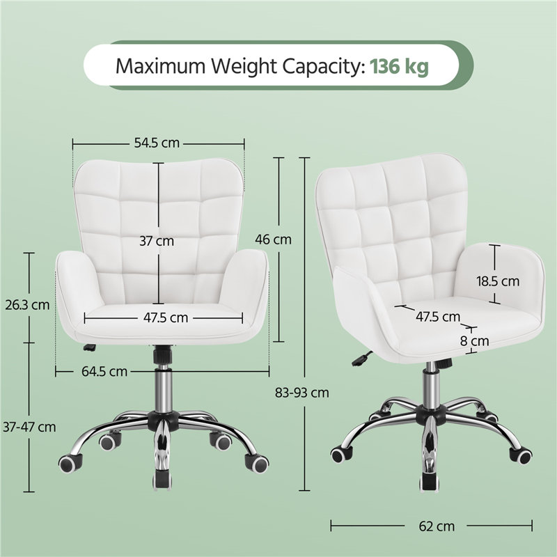 Modern Mid-back Office Chair, White