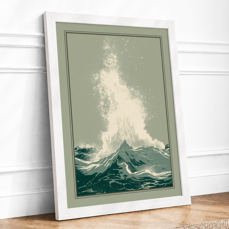 Wave At Crest Japandi - Print, A2 - 59.4 x 42.0 cm, White
