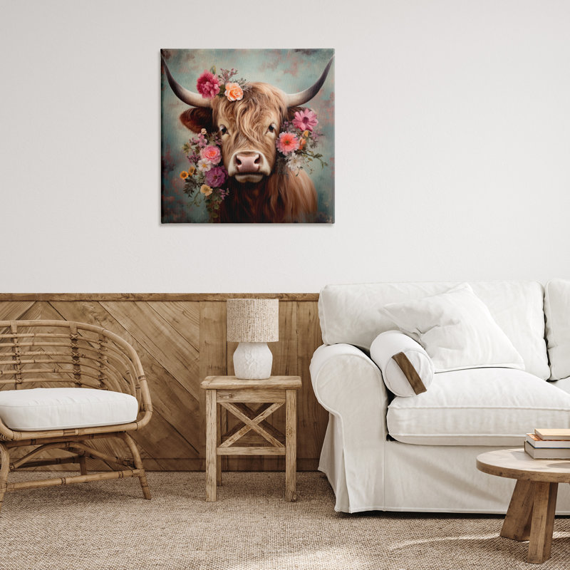 "Bétail avec marguerites Gerbera", art mural par Irena Orlov, H 24 po x l 24 po