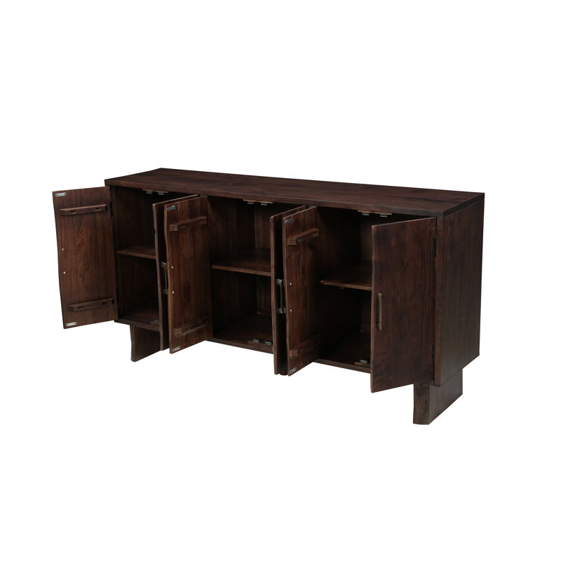 Buffet en bois massif 6 portes Live Edge, Noyer foncé
