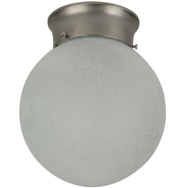 Glass Flush Mount, Brush Nickel, 8.5" H x 9.75" W x 8.5" D
